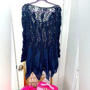 Navy Blue Crochet Top
